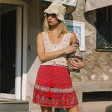 Jupe courte boheme rouge boho