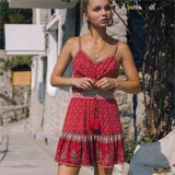 Jupe courte boheme rouge femme