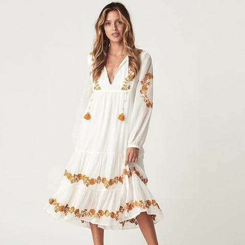 Longue robe blanche boheme pas cher