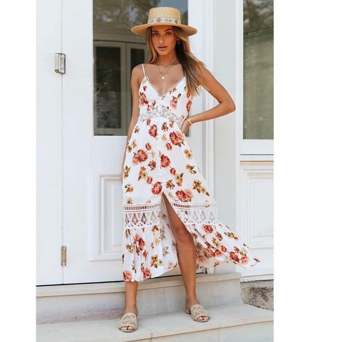 Robe blanche boheme plage de qualite