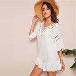 Robe boheme chic ecru de qualite