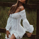 Robe courte boheme blanche de qualite