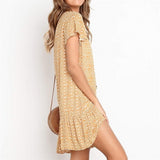 Robe courte boheme jaune pas cher