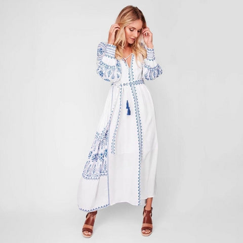 Robe longue blanche boho tendance