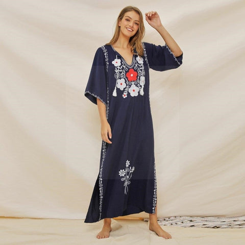 Robe longue boheme bleu marine style