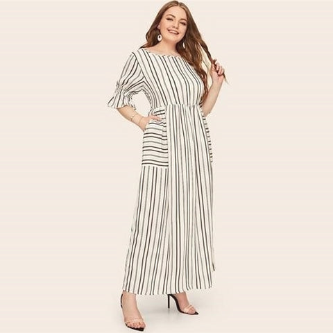 Robe longue boheme grande taille blanche hippie