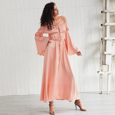 Robe longue style boheme rose de qualite