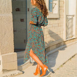 Robe longue style boheme verte chic