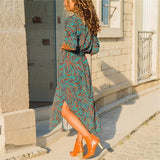 Robe longue style boheme verte chic