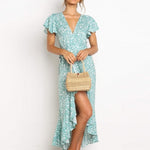 Robe style boheme chic vert d'eau tendance