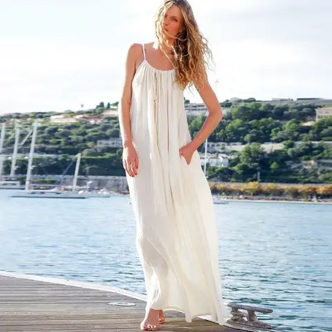 Robe style boheme longue blanche chic
