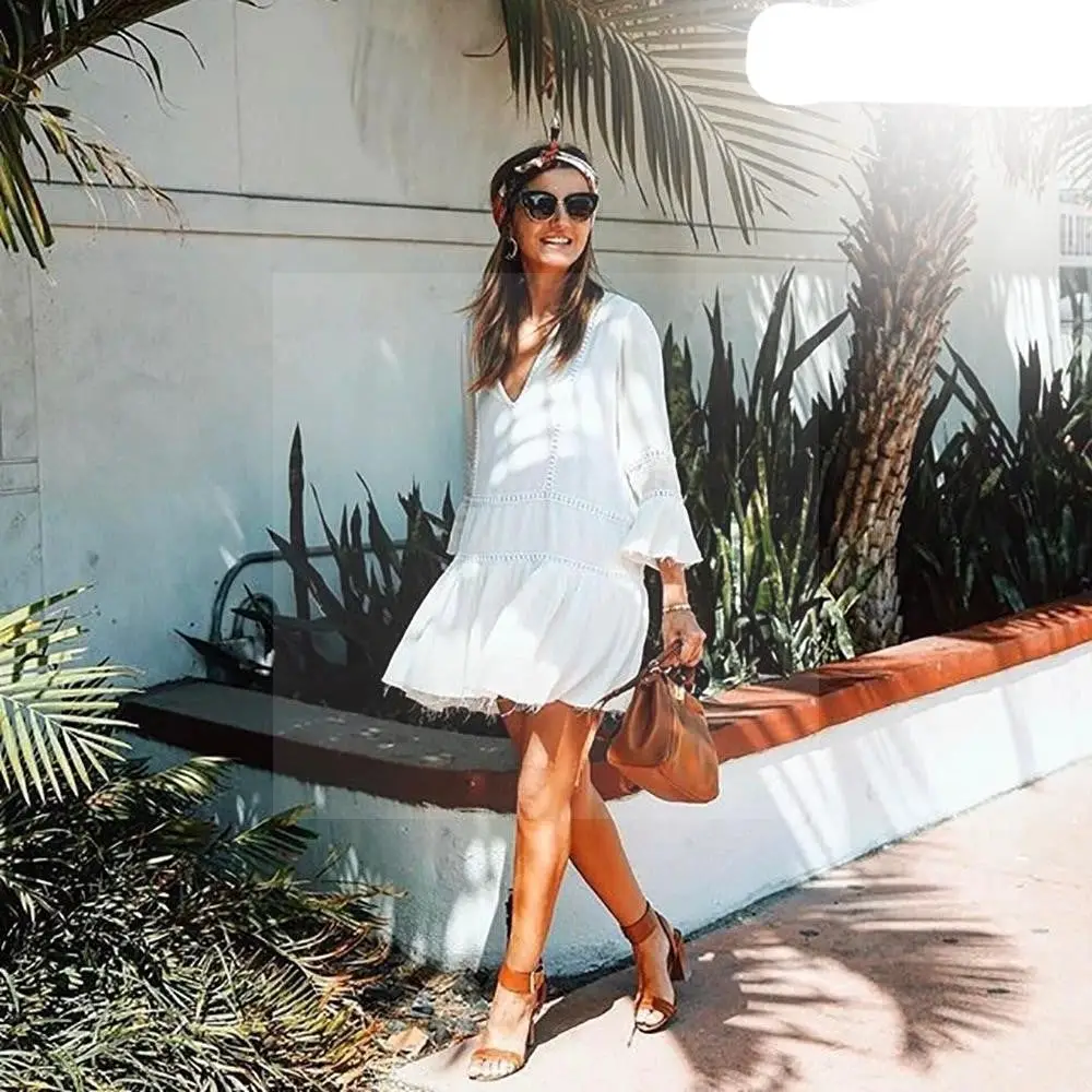 Robe blanche courte esprit boheme Ma Robe Boh me