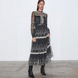 robe-longue-boheme-chic-manches-longues-et-ras-de-cou pas cher
