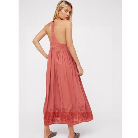 robe-longue-boheme-chic-rose