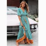 robe-longue-boheme-col-v chic