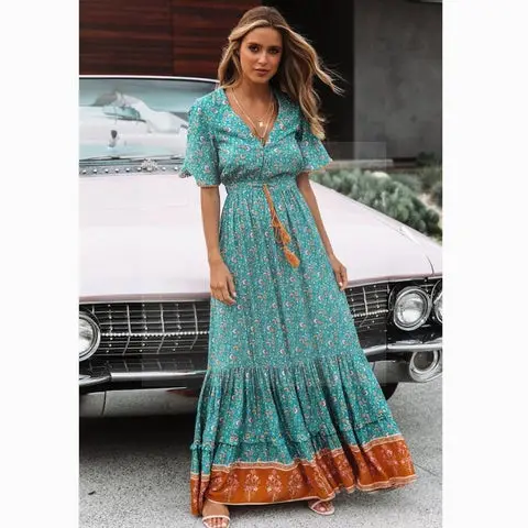 robe-longue-boheme-col-v