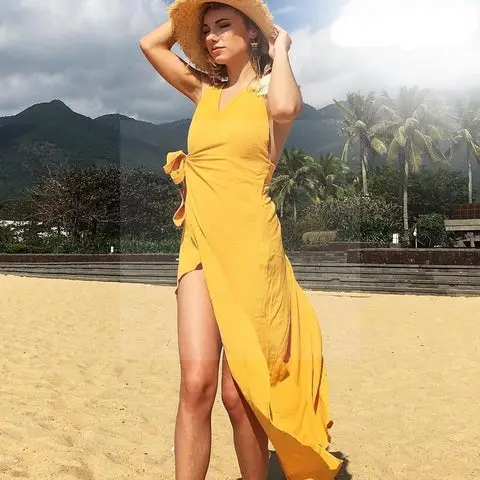 robe-longue-boheme-jaune