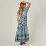 robe-longue-boheme-turquoise pas cher