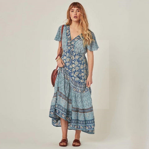robe-longue-boheme-turquoise