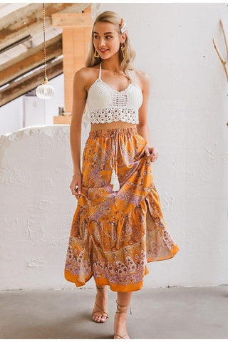 Jupe boheme chic longue luxe