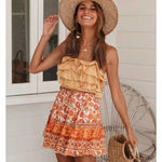 Jupe boheme jaune courte style