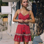 Jupe courte boheme rouge femme