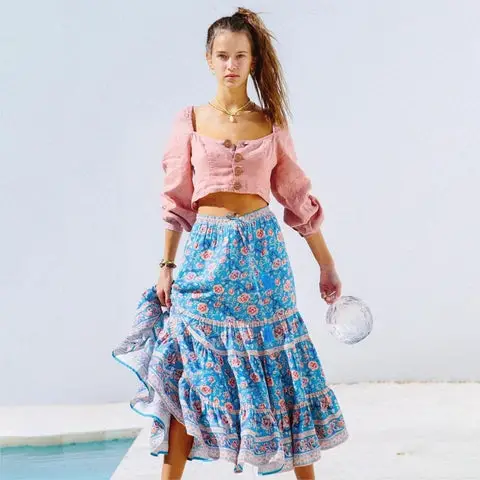 Jupe longue boheme bleu de bohemienne