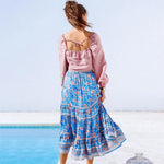Jupe longue boheme bleu hippie