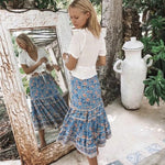 Jupe longue boheme bleu luxe