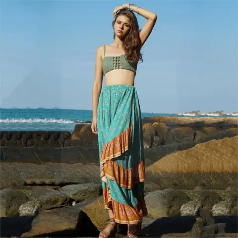 Jupe longue boheme bleue de bohemienne