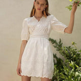 Robe boheme style dentelle blanche femme
