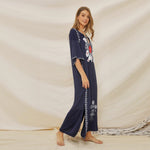 Robe longue boheme bleu marine chic
