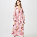 Robe longue boheme rose hippie