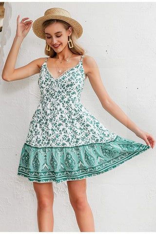 robe-courte-boheme-verte