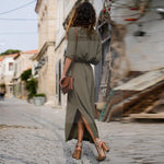 robe-longue-boheme-kaki luxe