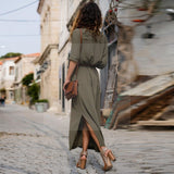 robe-longue-boheme-kaki luxe